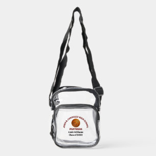 Maroon High School Basketball Game Personalized Clear Crossbody Bag