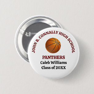 Maroon High School Basketball Player Personalized Button
