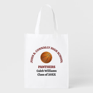 Maroon High School Basketball Team Personalized Grocery Bag