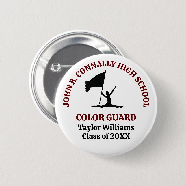 Maroon High School Color Guard Personalized Button (Front & Back)