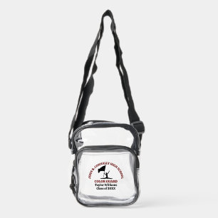 Maroon High School Color Guard Personalized Clear Crossbody Bag