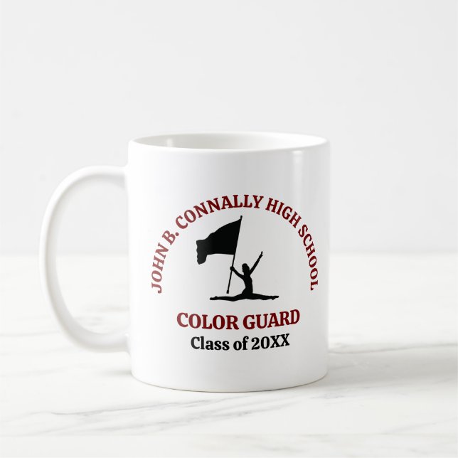 Maroon High School Color Guard Personalized Coffee Mug (Left)