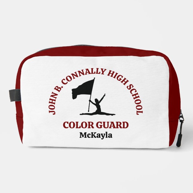 Maroon High School Color Guard Personalized Dopp Kit (Front)