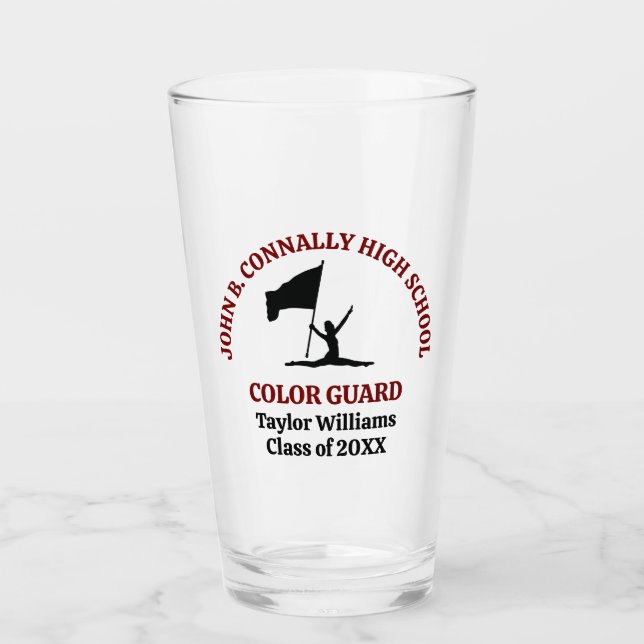 Maroon High School Color Guard Personalized Glass (Front)