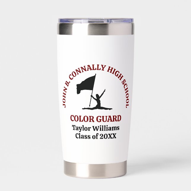 Maroon High School Color Guard Personalized Insulated Tumbler (Front)
