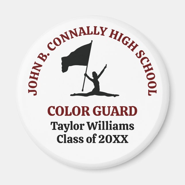 Maroon High School Color Guard Personalized Magnet (Front)