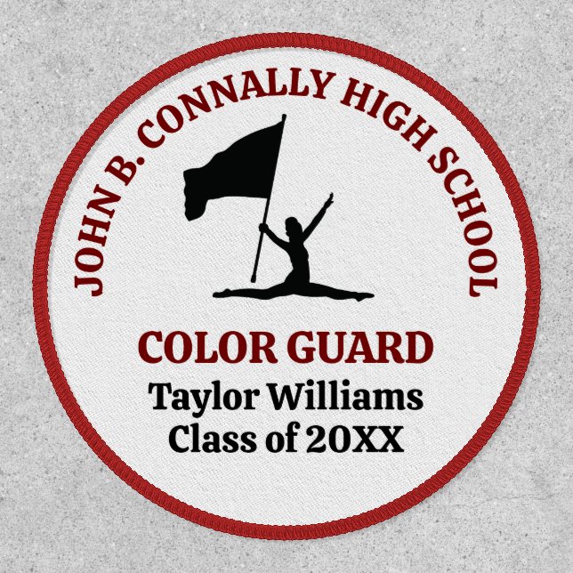 Maroon High School Color Guard Personalized Patch (Front)