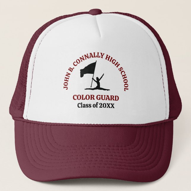 Maroon High School Color Guard Personalized Trucker Hat (Front)