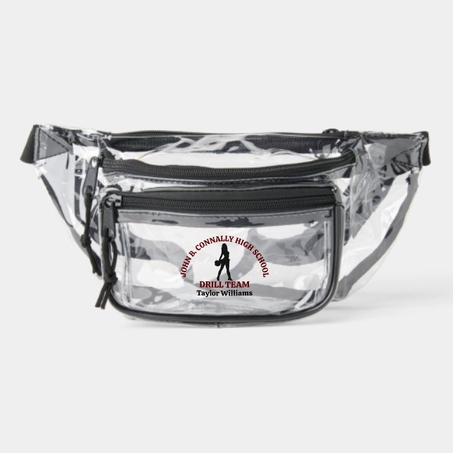 Maroon High School Drill Team Dancer Personalized Clear Fanny Pack (Front)