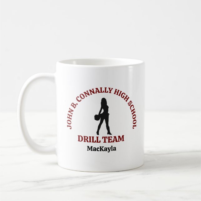 Maroon High School Drill Team Dancer Personalized Coffee Mug (Left)