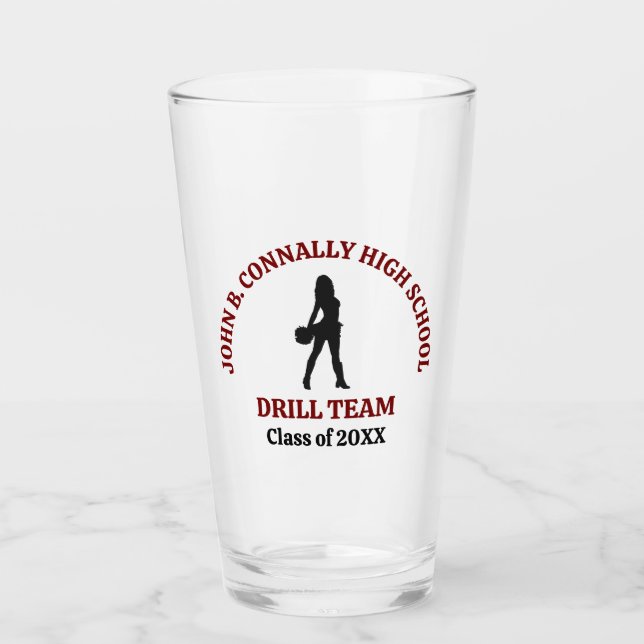 Maroon High School Drill Team Dancer Personalized Glass (Front)