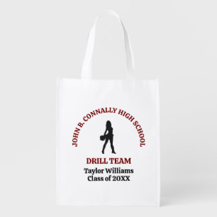 Maroon High School Drill Team Dancer Personalized Grocery Bag