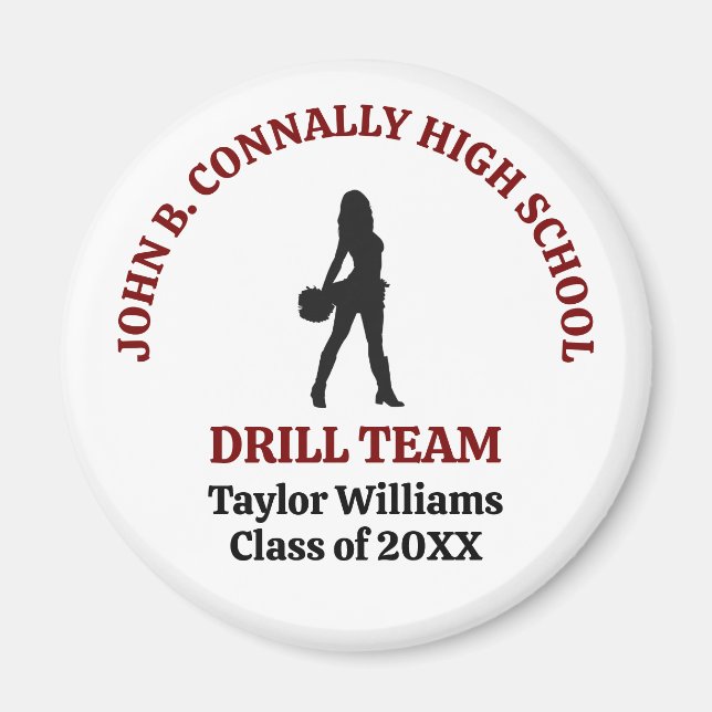 Maroon High School Drill Team Dancer Personalized Magnet (Front)