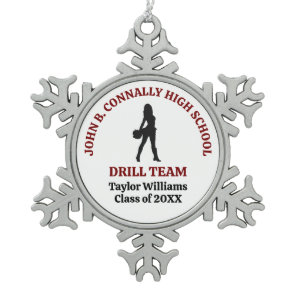 Maroon High School Drill Team Dancer Personalized Snowflake Pewter Christmas Ornament