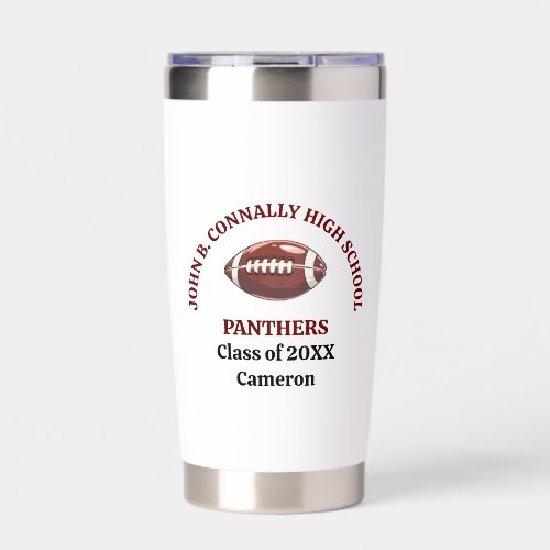 Maroon High School Football Player Personalized Insulated Tumbler
