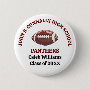 Maroon High School Football Team Customized Button