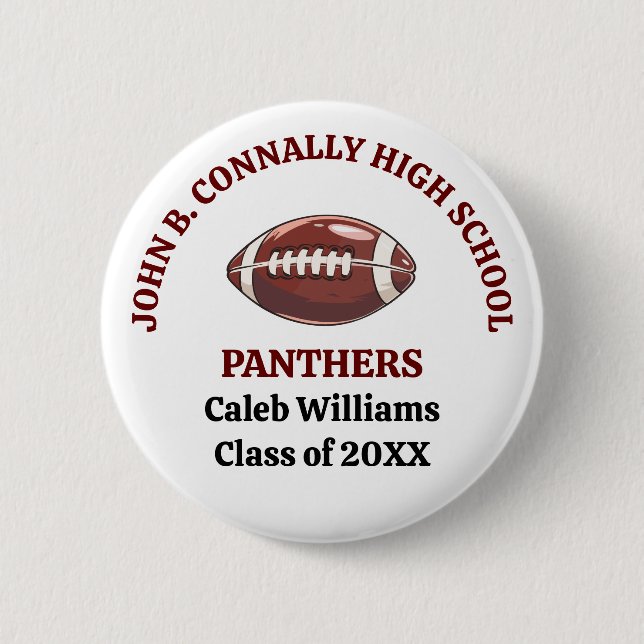 Maroon High School Football Team Customized Button (Front)