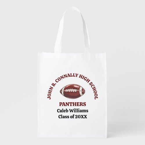 Maroon High School Football Team Customized Grocery Bag