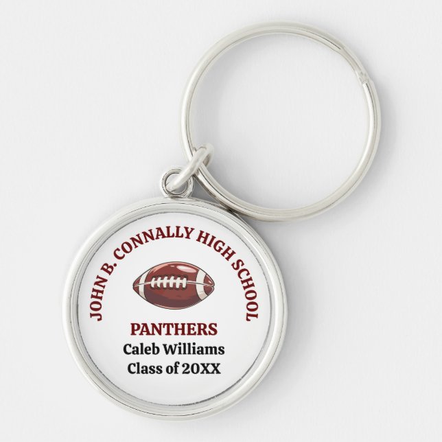 Maroon High School Football Team Personalized Keychain (Front)