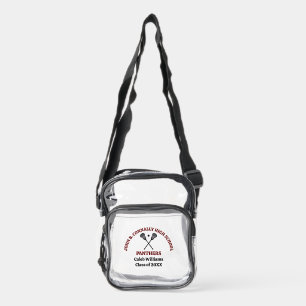 Maroon High School Lacrosse Game Personalized Clear Crossbody Bag