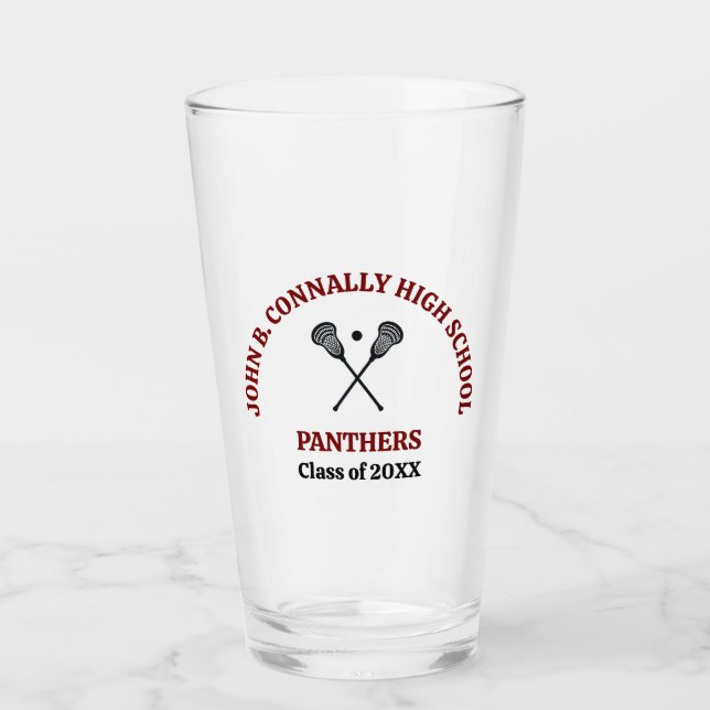 Maroon High School Lacrosse Team Personalized Glass (Front)