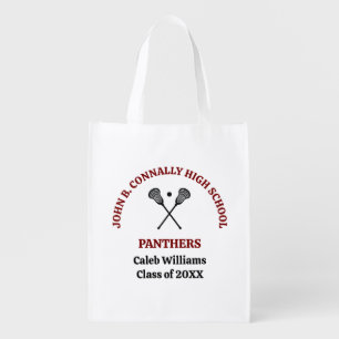 Maroon High School Lacrosse Team Personalized Grocery Bag