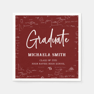 Maroon High School Math Graduate Party Napkins