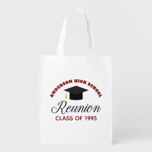 Maroon High School Reunion Party Custom Alumni Grocery Bag