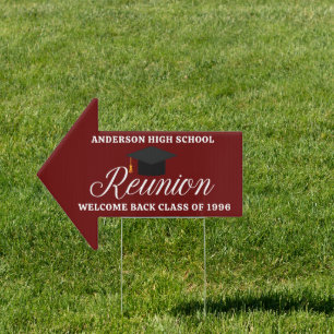 Maroon High School Reunion Party Custom Arrow Yard Sign