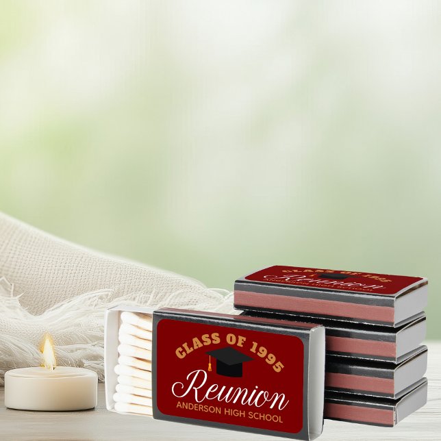 Maroon High School Reunion Party Personalized Matchboxes (Creator Uploaded)