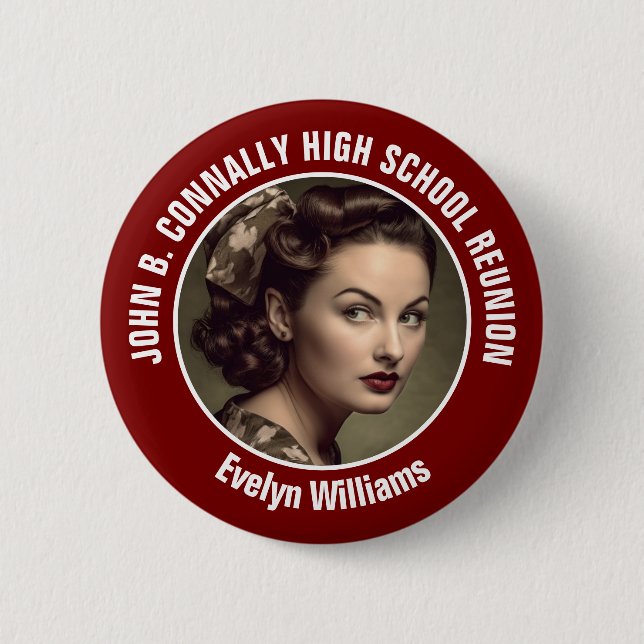 Maroon High School Reunion Yearbook Photo Button (Front)