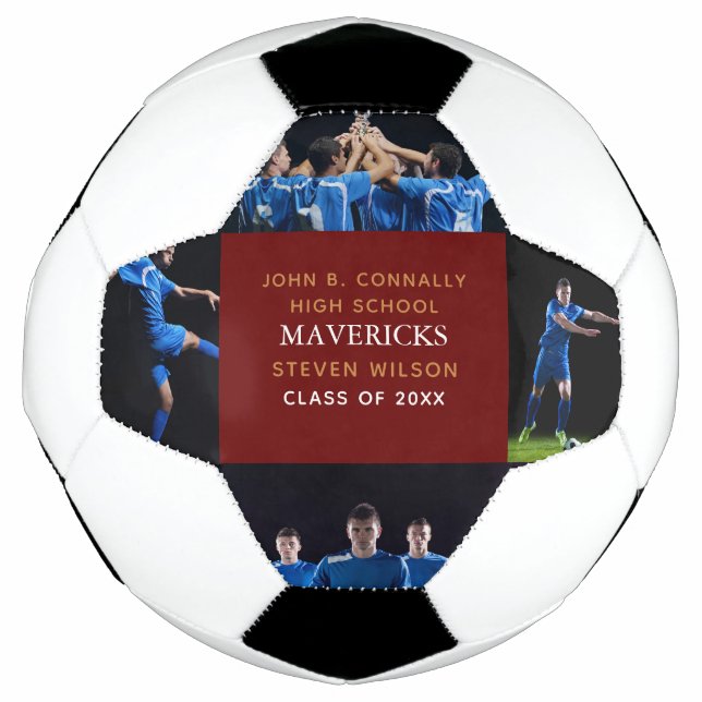Maroon High School Senior Photo Cool Personalized Soccer Ball (Front)