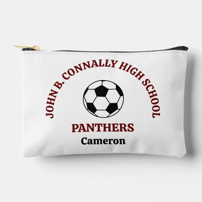 Maroon High School Soccer Team Personalized Accessory Pouch (Front)
