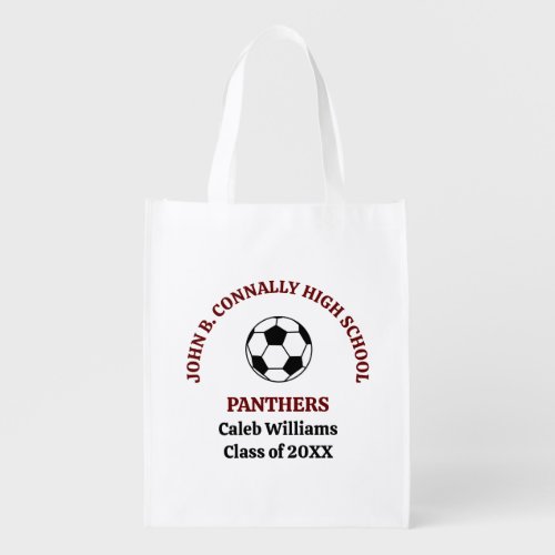 Maroon High School Soccer Team Personalized Grocery Bag