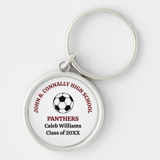 Maroon High School Soccer Team Personalized Keychain (Front)