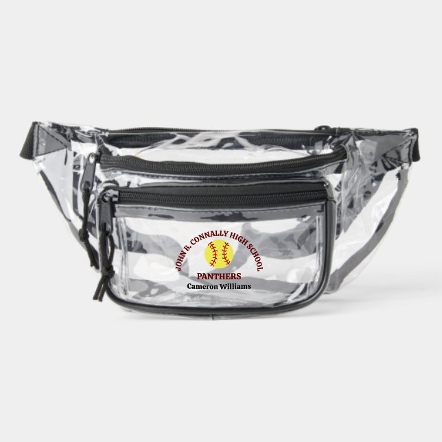 Maroon High School Softball Game Personalized Clear Fanny Pack (Front)