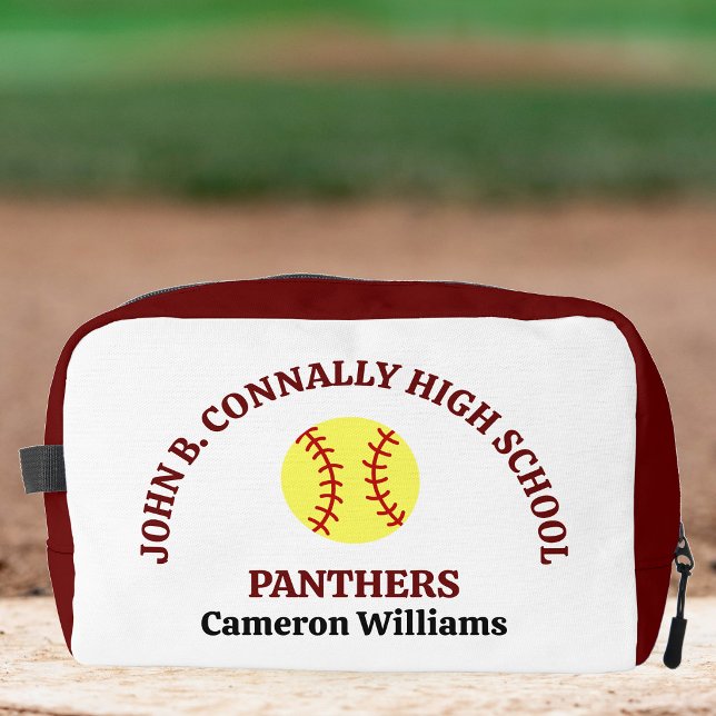 Maroon High School Softball Player Personalized Dopp Kit (Creator Uploaded)