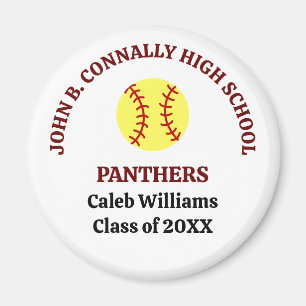 Maroon High School Softball Player Personalized Magnet