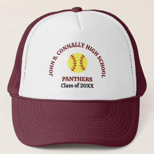 Maroon High School Softball Player Personalized Trucker Hat
