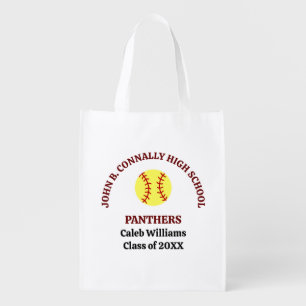 Maroon High School Softball Team Personalized Grocery Bag