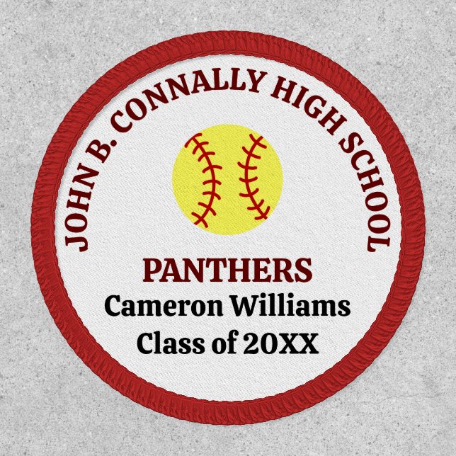 Maroon High School Softball Team Personalized Patch (Front)