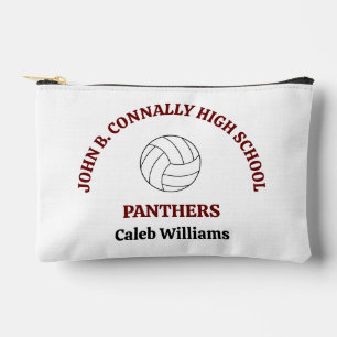 Maroon High School Volleyball Player Personalized Accessory Pouch