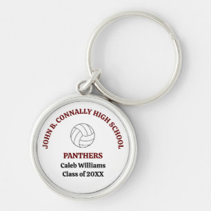 Maroon High School Volleyball Player Personalized Keychain