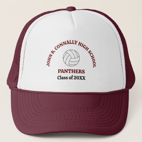 Maroon High School Volleyball Player Personalized Trucker Hat