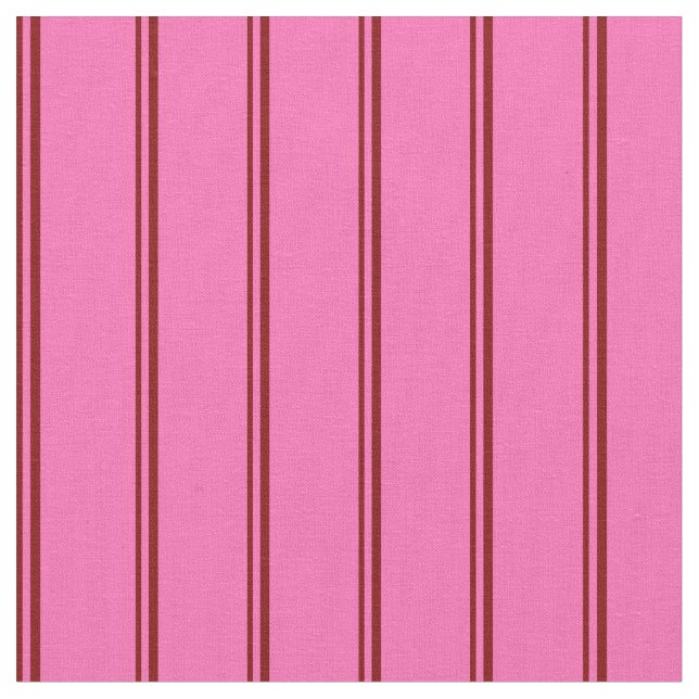 Maroon & Hot Pink Pattern of Stripes Fabric (Close Up)