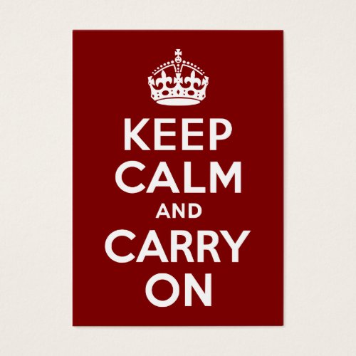 Maroon Keep Calm and Carry On Business Cards