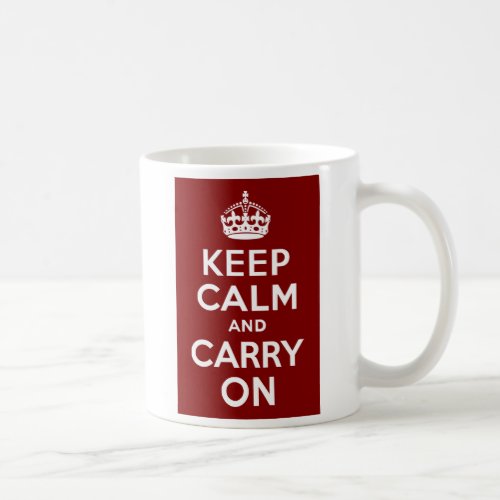 Maroon Keep Calm and Carry On Coffee Mug