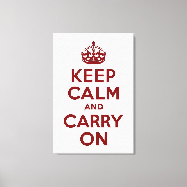 Maroon Keep Calm and Carry On Wrapped Canvas Print (Front)