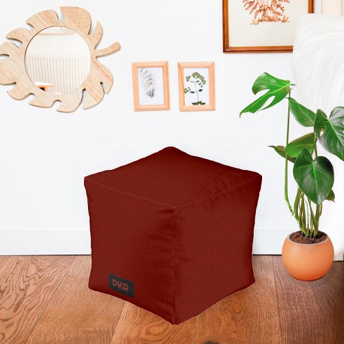 Maroon Knit Look Cube _ Add Initials  name to Red Pouf