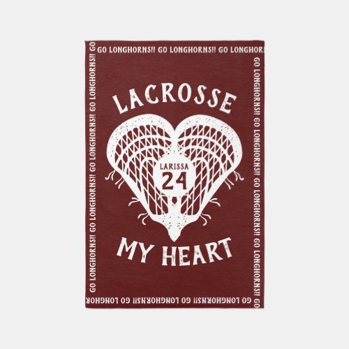 Maroon Lacrosse My Heart Rug
